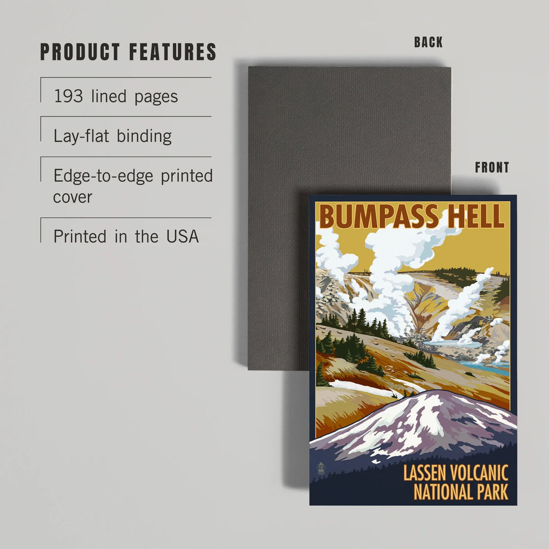 Lined 6x9 Journal, Lassen Volcanic National Park, California, Bumpass Hell, Lay Flat, 193 Pages, FSC paper