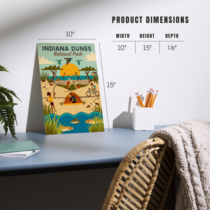 Indiana Dunes National Park, Indiana, Geometric, Wood Sign and Postcards