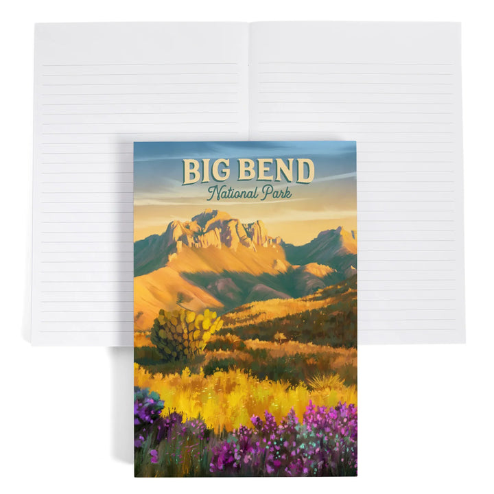 Lined 6x9 Journal, Big Bend National Park, Texas, Oil Painting, Lay Flat, 193 Pages, FSC paper
