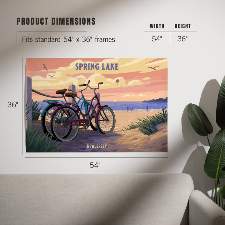 Spring Lake, New Jersey, Painterly, The Beach Is Calling, Beach Bikes art prints, metal signs