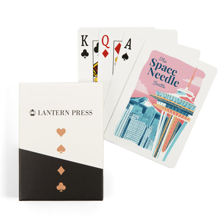 Playing Cards, Seattle, Washington, Space Needle, Epic City Scene, 52 Card Deck with Jokers in Box, Unique Art