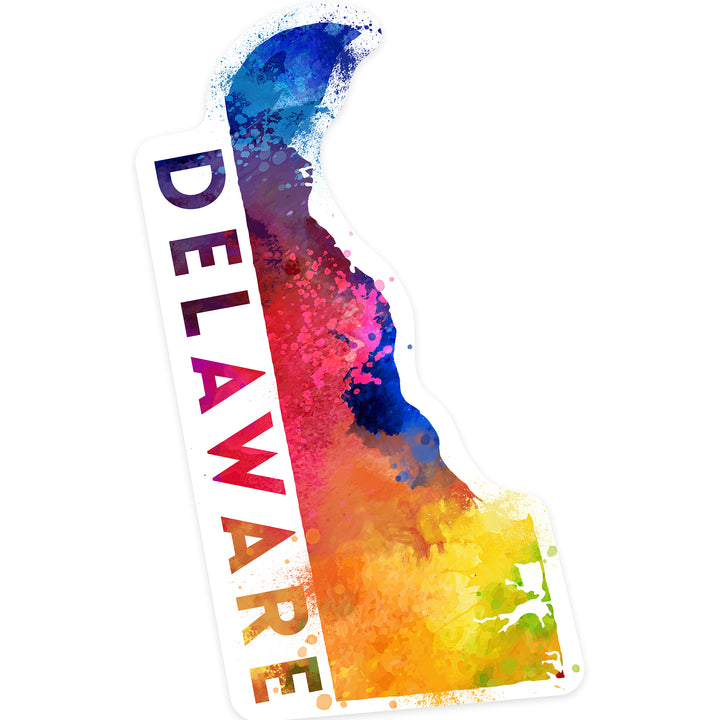 Delaware, State Abstract Watercolor, Contour, Lantern Press Artwork, Vinyl Sticker