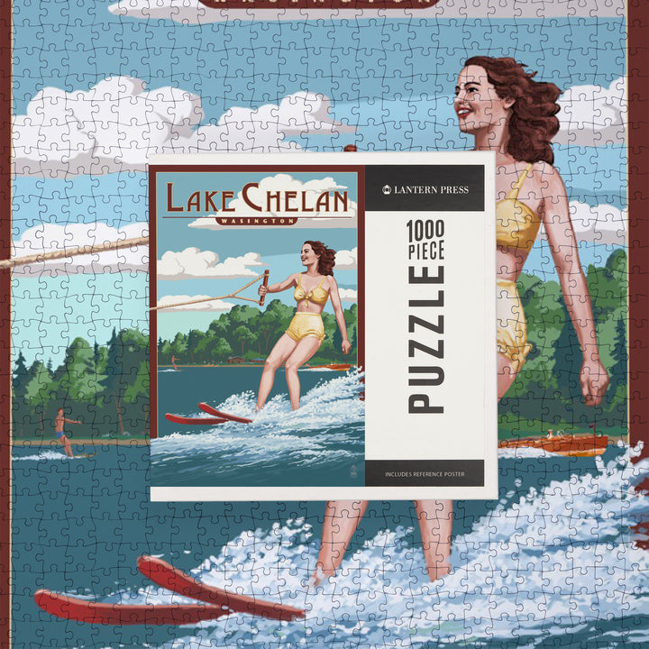 Lake Chelan, Washington, Water Skier and Lake, Jigsaw Puzzle