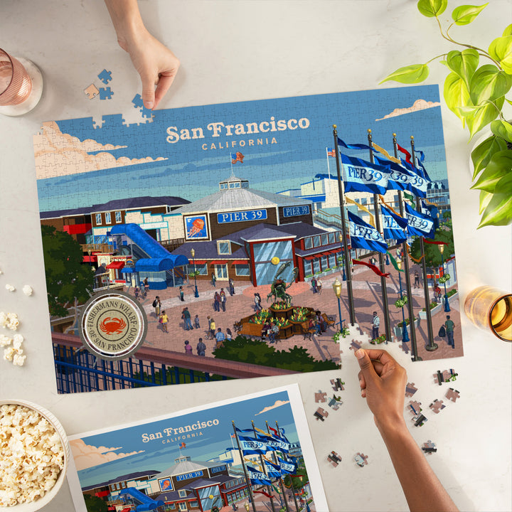 San Francisco, California, Painterly, Fisherman's Wharf, 1000 Piece Jigsaw Puzzle