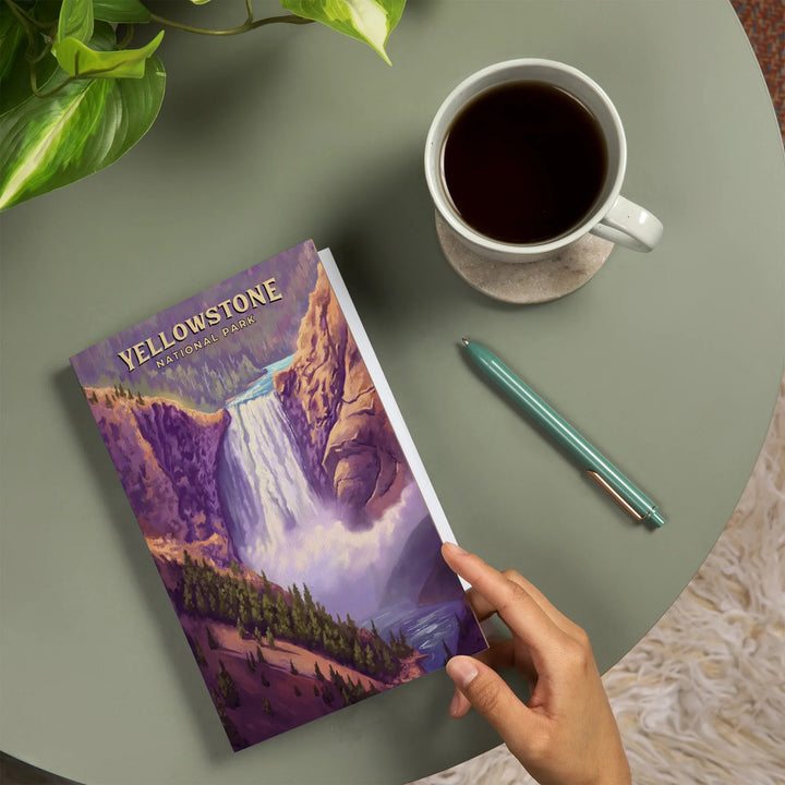 Lined 6x9 Journal, Yellowstone National Park, Wyoming, Oil Painting, Yellowstone Falls, Lay Flat, 193 Pages, FSC paper