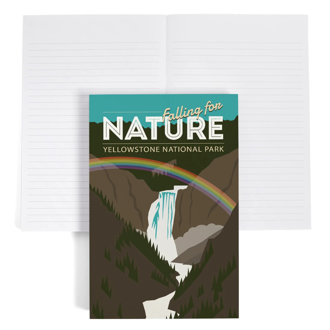 Lined 6x9 Journal, Yellowstone National Park, Yellowstone Falls, Falling for Nature, Lay Flat, 193 Pages, FSC paper