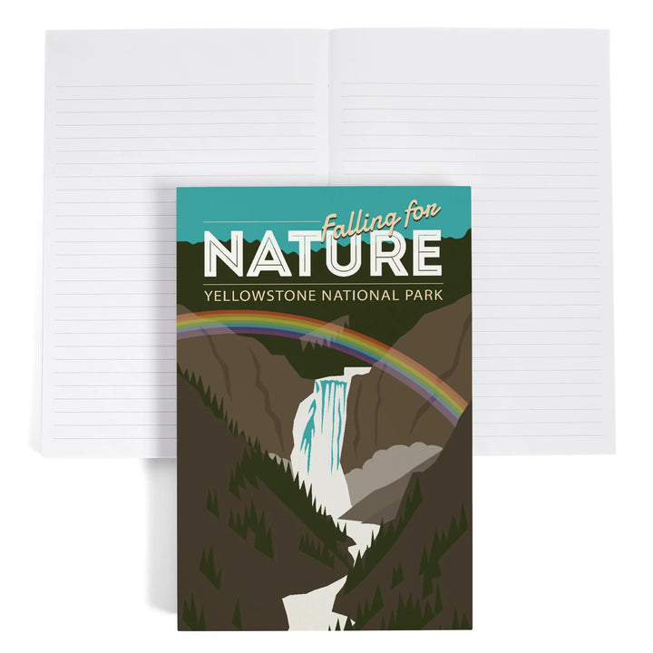 Lined 6x9 Journal, Yellowstone National Park, Yellowstone Falls, Falling for Nature, Lay Flat, 193 Pages, FSC paper