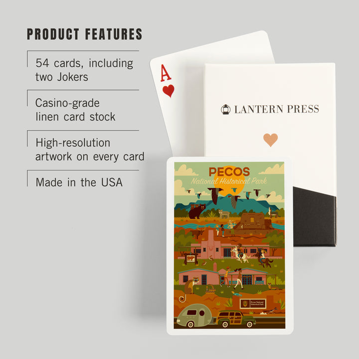 Playing Cards, Pecos National Historical Park, New Mexico, Geometric, 52 Card Deck with Jokers in Box, Unique Art