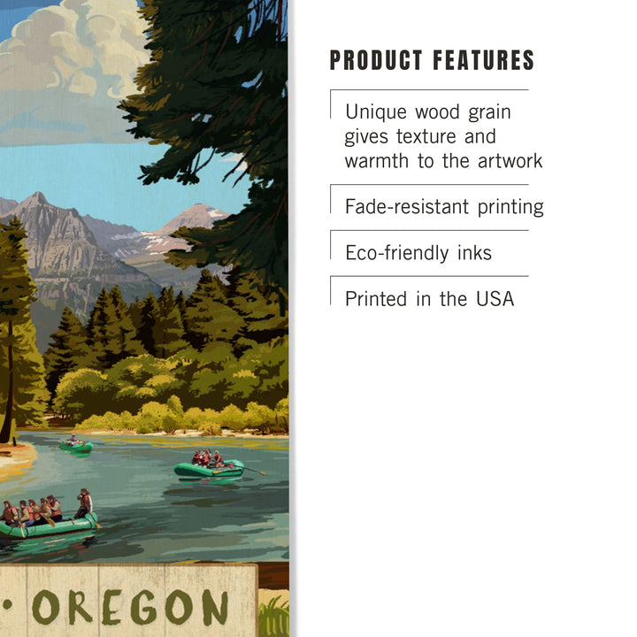 Bend, Oregon, River Rafting, Lantern Press Artwork, Wood Signs and Postcards