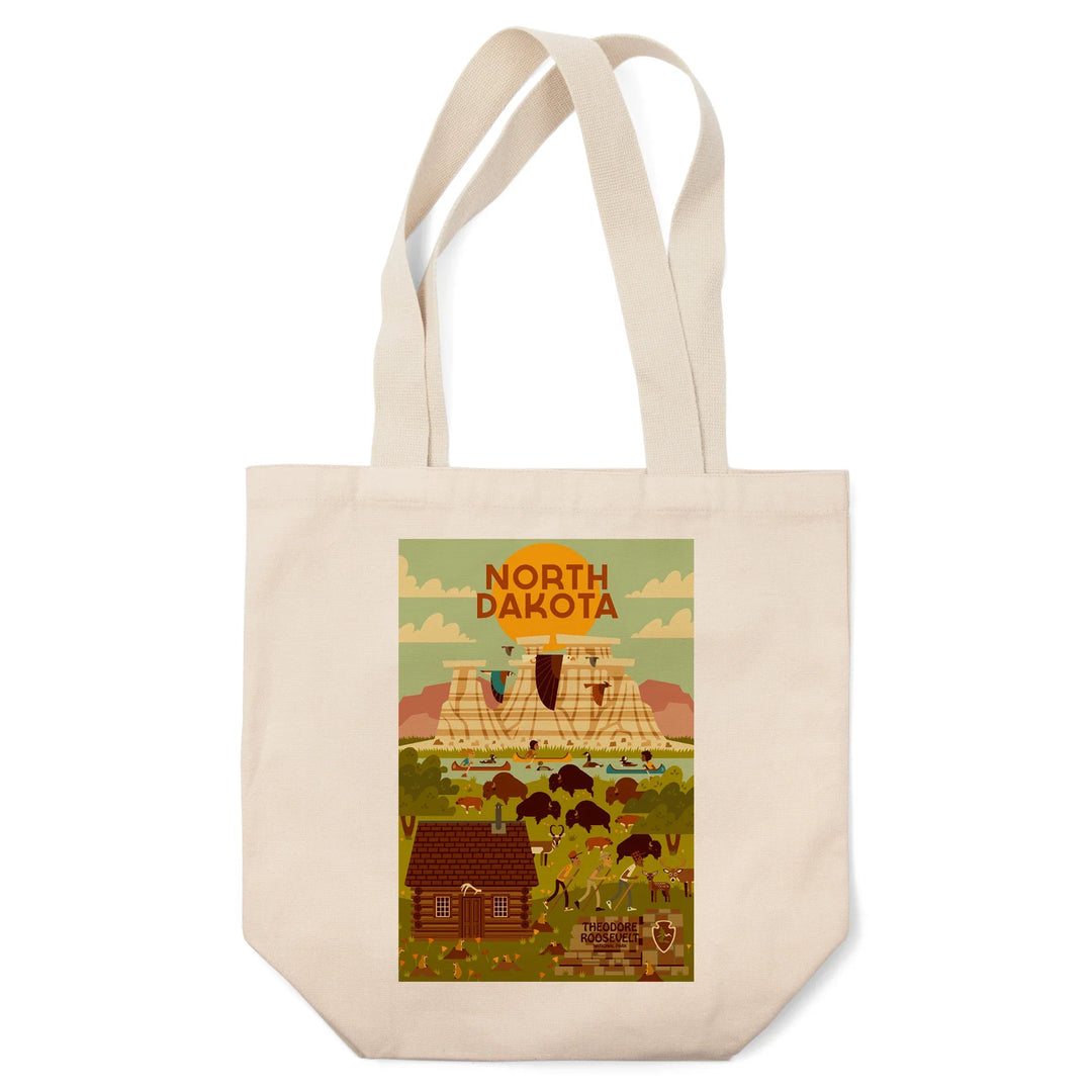 North Dakota, Theodore Roosevelt National Park, Geometric National Park Series, Tote Bag