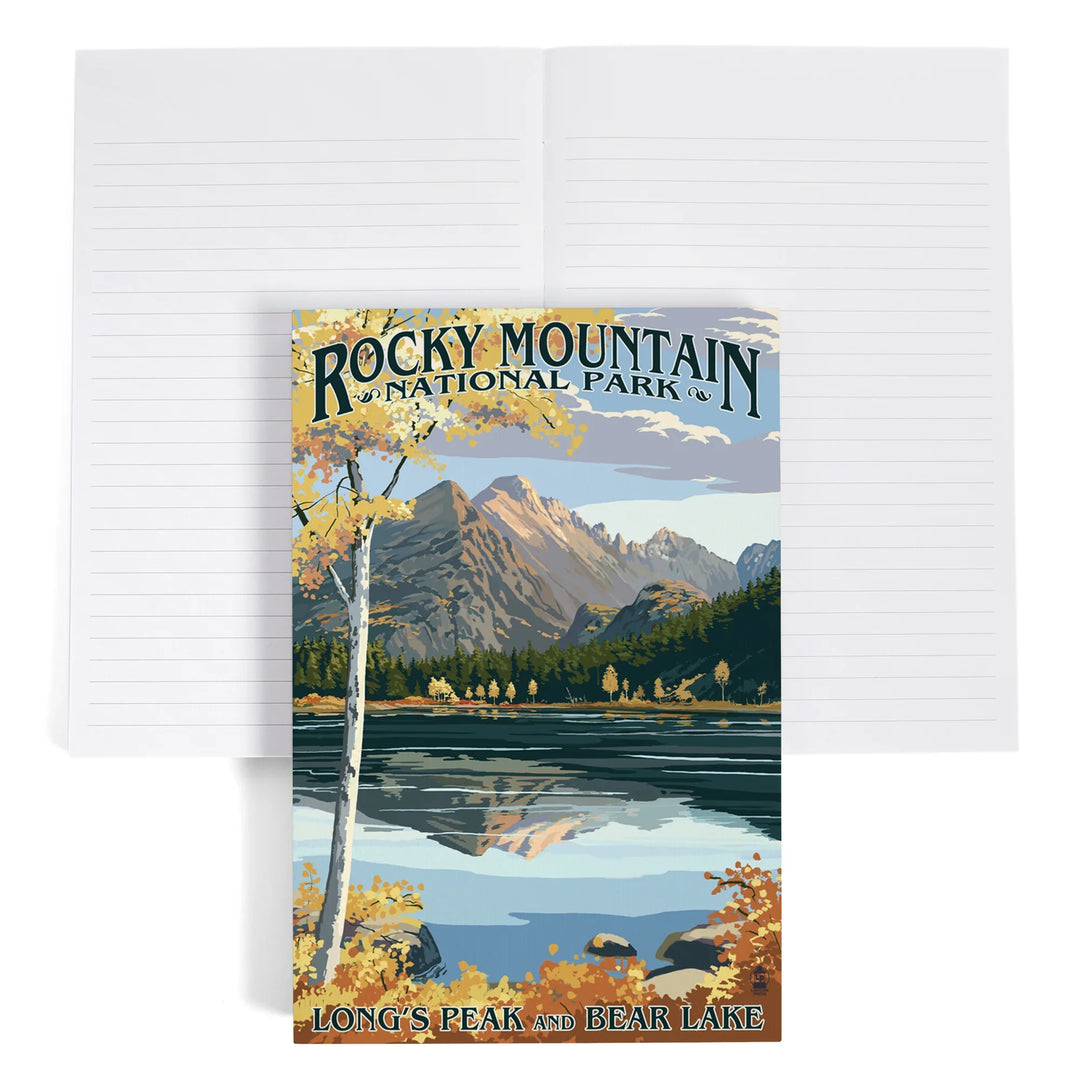 Lined 6x9 Journal, Rocky Mountain National Park, Colorado, Longs Peak and Bear Lake Fall, Lay Flat, 193 Pages, FSC paper