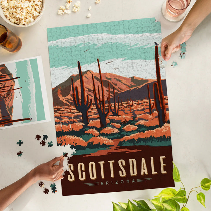 Scottsdale, Arizona, Desert Scene with Cactus, 1000 Piece Jigsaw Puzzle