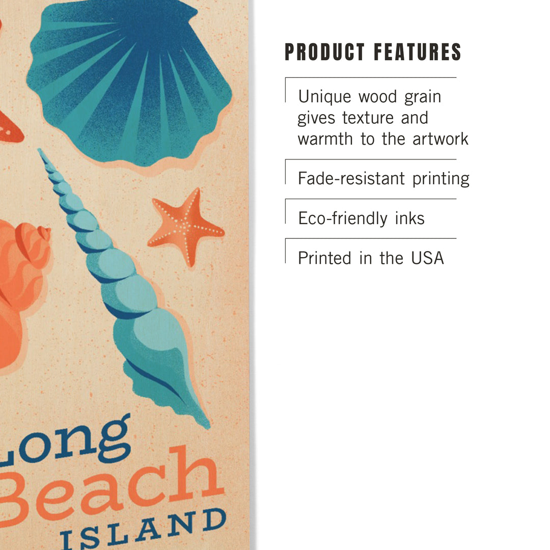 Long Beach Island, New Jersey, Sun-faded Shoreline Collection, Shells on Beach, Wood Sign and Postcards