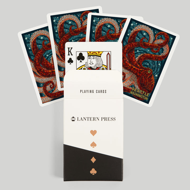 Playing Cards, Seattle, Washington, Octopus Mosaic, 52 Card Deck with Jokers in Box, Unique Art