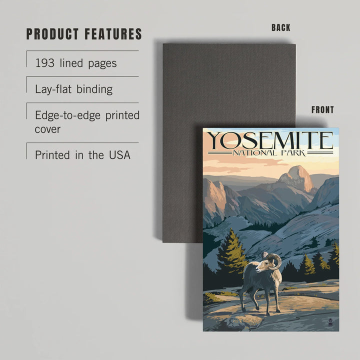 Lined 6x9 Journal, Yosemite National Park, California, Big Horn Sheep, Lay Flat, 193 Pages, FSC paper