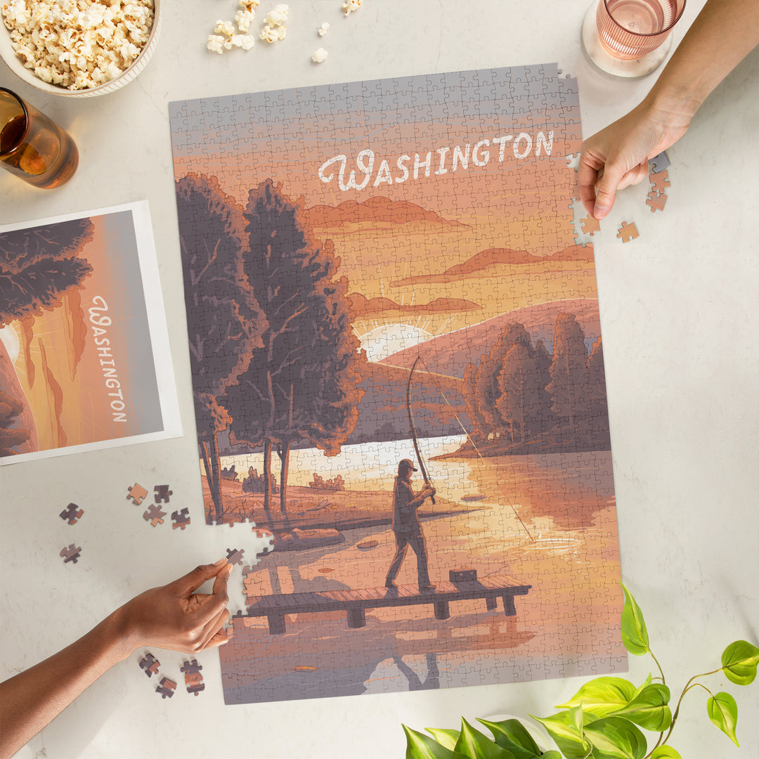 Washington, This is Living, Fishing with Hills, Jigsaw Puzzle