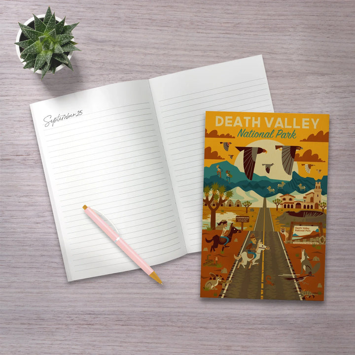 Lined 6x9 Journal, Death Valley National Park, California, Geometric National Park Series, Lay Flat, 193 Pages, FSC paper