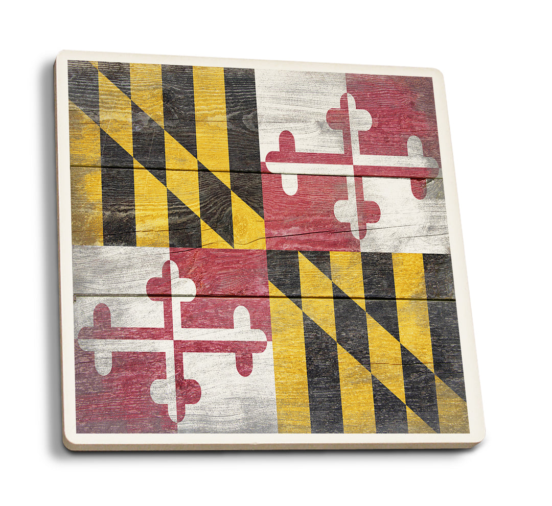 Rustic Maryland State Flag, Coaster Set