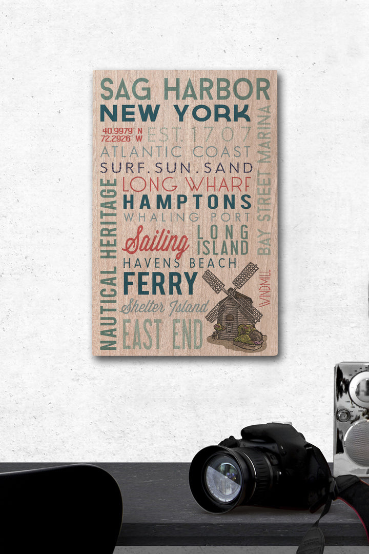 Sag Harbor, New York, Typography, Lantern Press Artwork, Wood Signs and Postcards