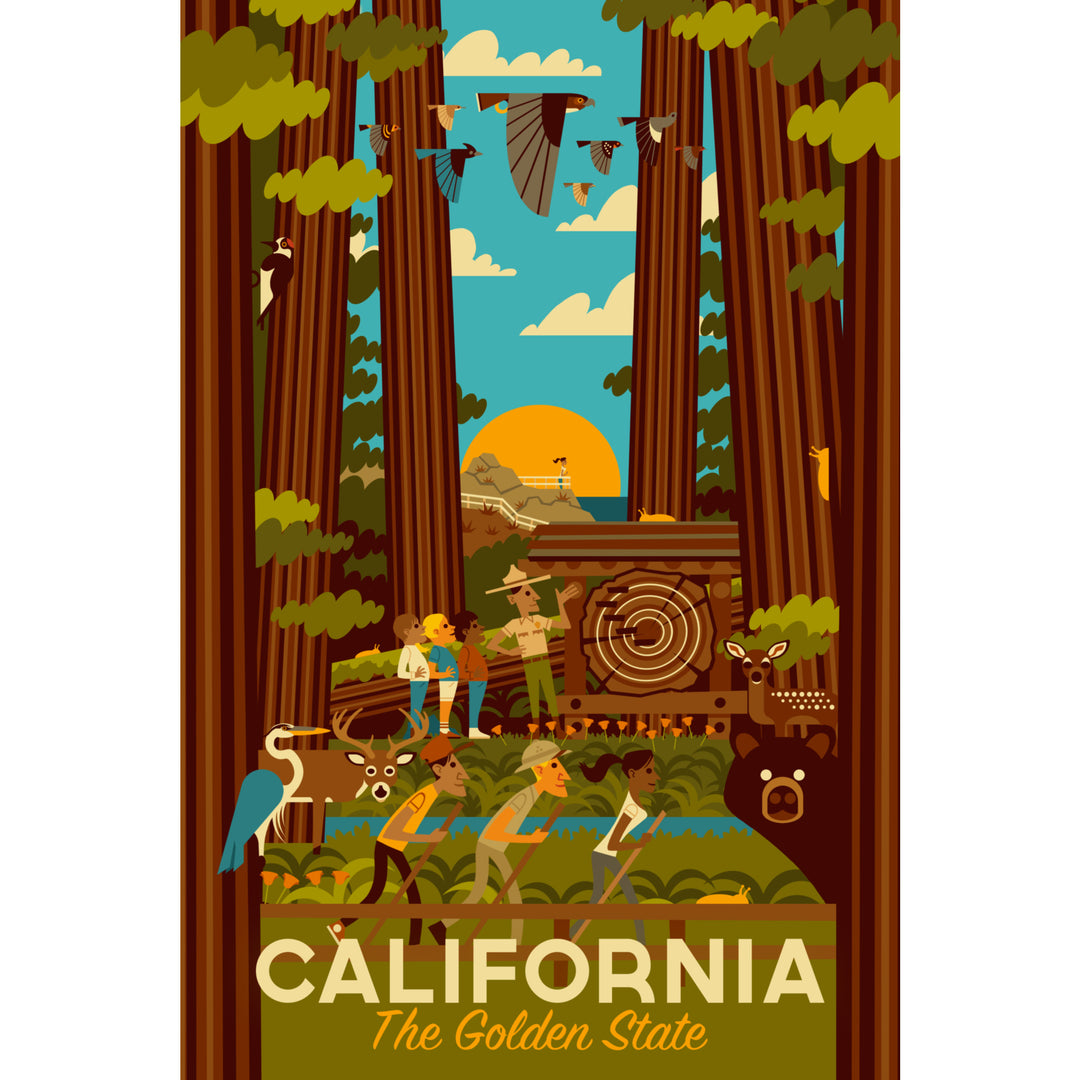 California, Geometric, The Golden State, Stretched Canvas