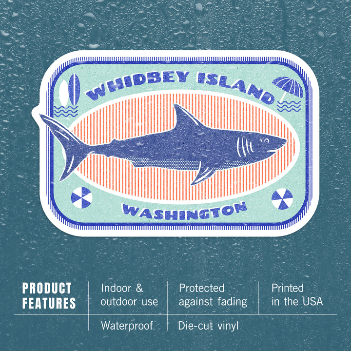 Whidbey Island, Washington, Dockside Series, Shark, Contour, Vinyl Sticker