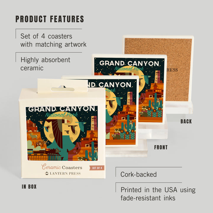 Grand Canyon National Park, Arizona, Geometric National Park Series (night), Coasters