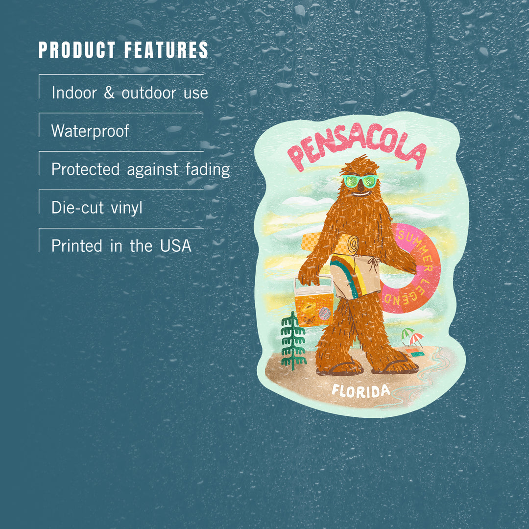 Pensacola, Florida, Summer Legend, Big Foot, Vinyl Sticker