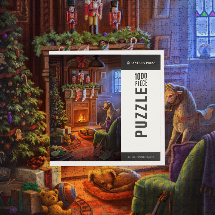 Christmas Morning, Stockings above Fireplace, Jigsaw Puzzle
