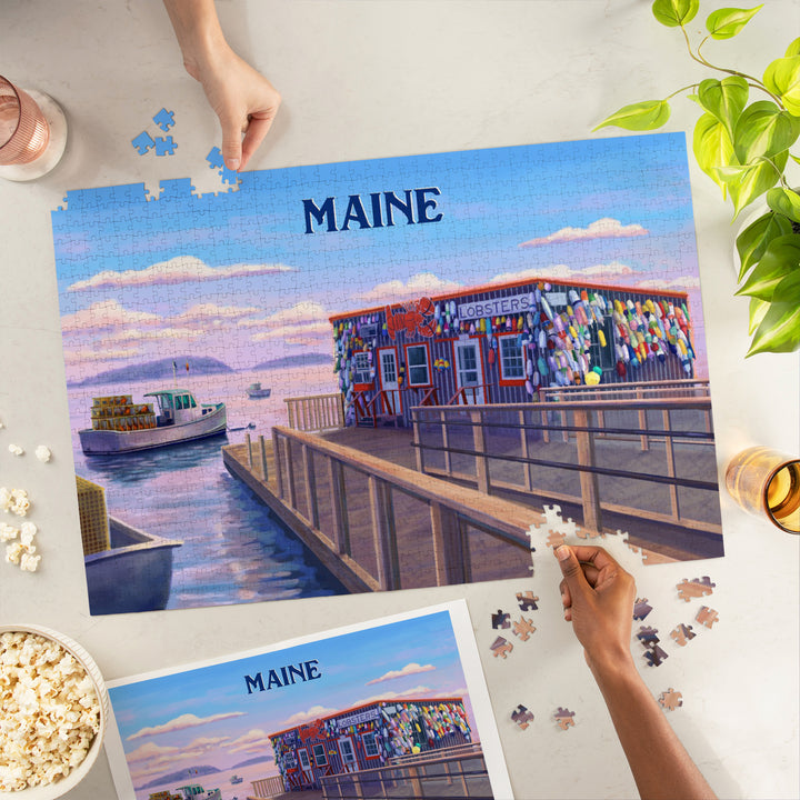 Maine, Oil Painting, Looking Out Onto Harbor, 1000 Piece Jigsaw Puzzle