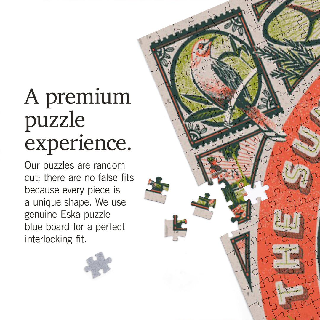 Florida, Woodcut Menagerie Series, The Sunshine State, 1000 Piece Jigsaw Puzzle