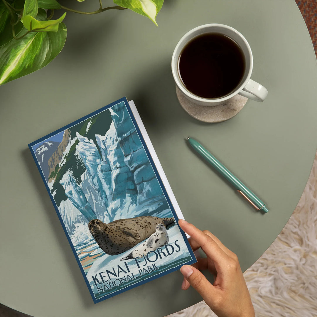 Lined 6x9 Journal, Kenai Fjords National Park, Alaska, Seals and Ice Shelf, Lay Flat, 193 Pages, FSC paper
