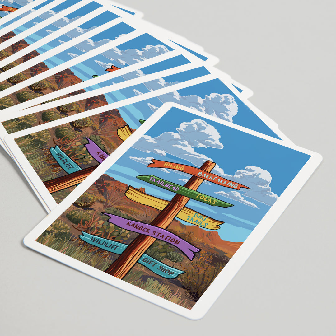 Playing Cards, Signpost, Desert, 52 Card Deck with Jokers in Box, Unique Art