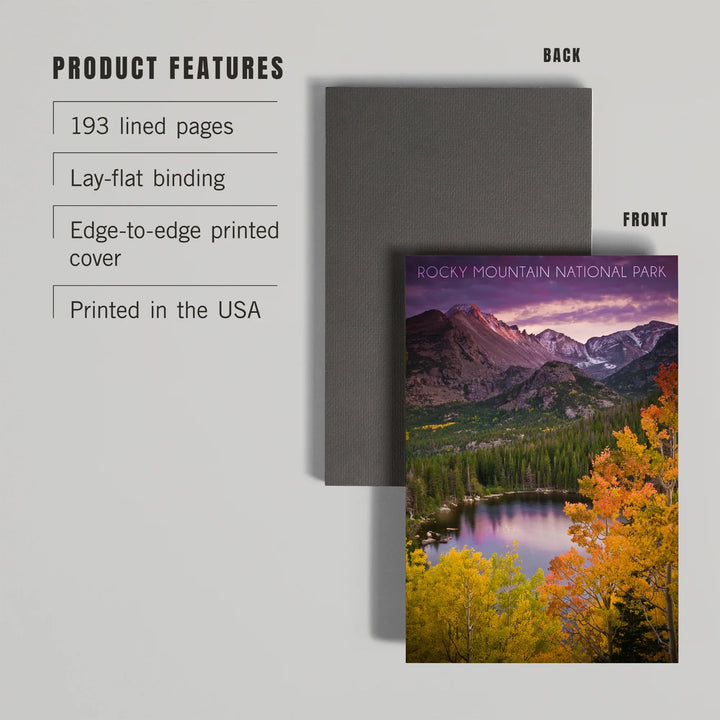 Lined 6x9 Journal, Rocky Mountain National Park, Colorado, Lake and Mountain, Lay Flat, 193 Pages, FSC paper