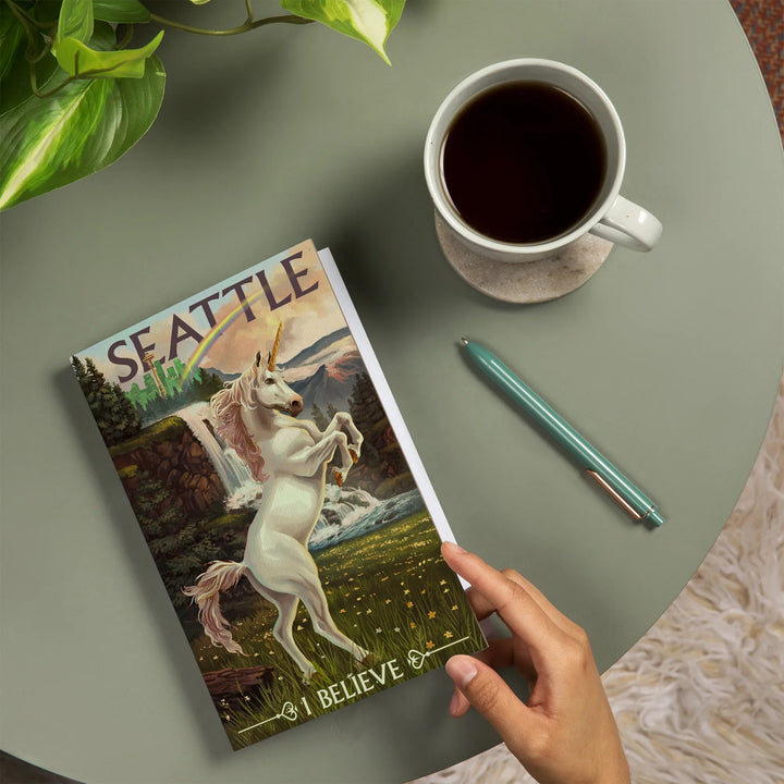 Lined 6x9 Journal, Seattle, Washington, Unicorn Scene, Lay Flat, 193 Pages, FSC paper