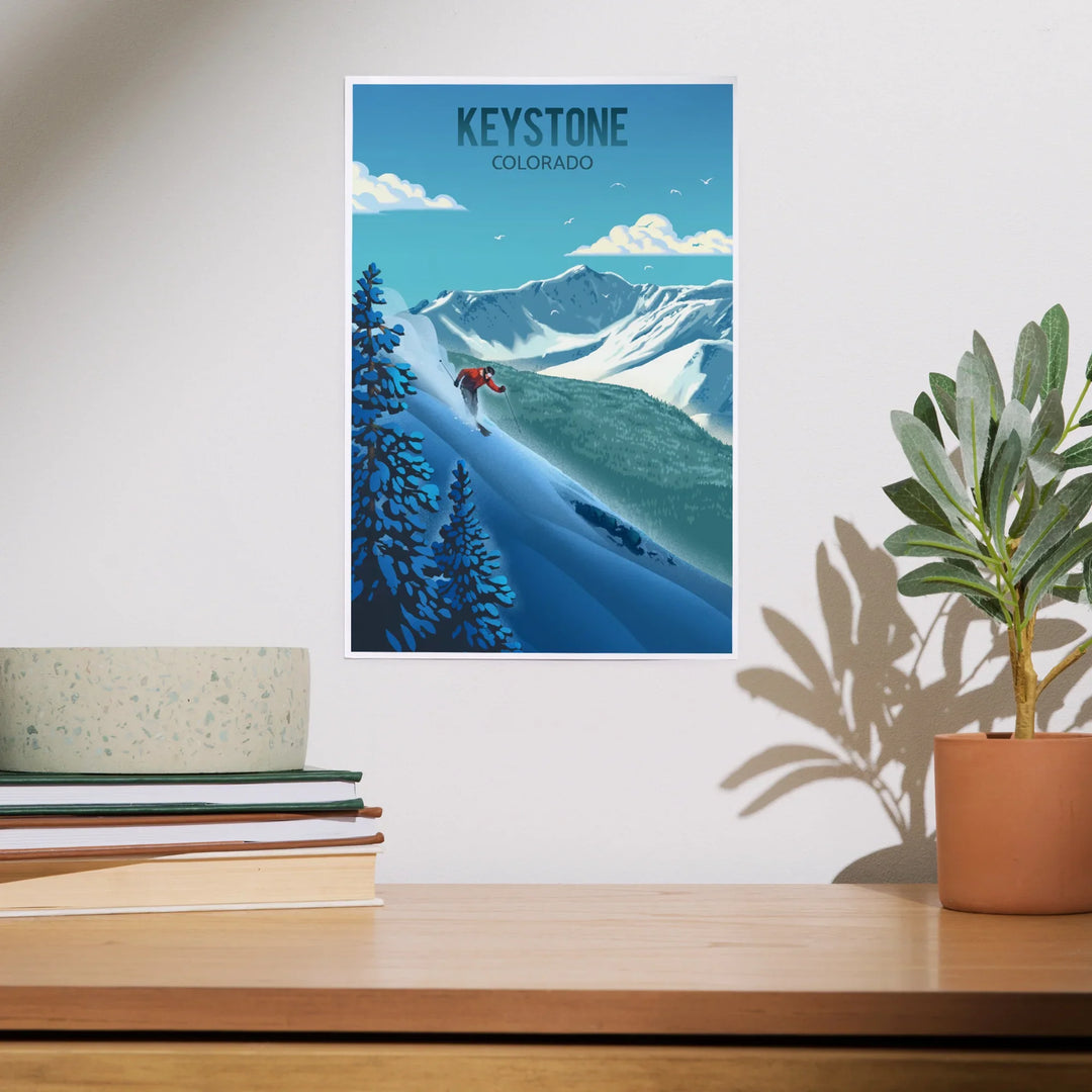 Keystone, Colorado, Lithograph, Downhill Skier, Art & Giclee Prints