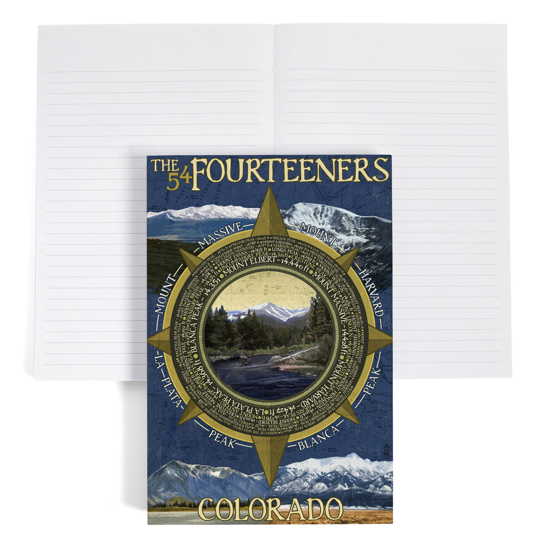 Lined 6x9 Journal, Rocky Mountain National Park, Colorado, The Fourteeners, Lay Flat, 193 Pages, FSC paper