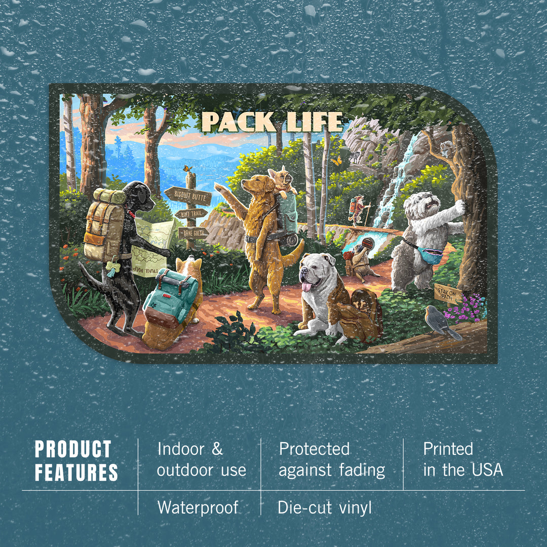 Pack Life – Hiking Dogs Camping Adventure, Vinyl Sticker
