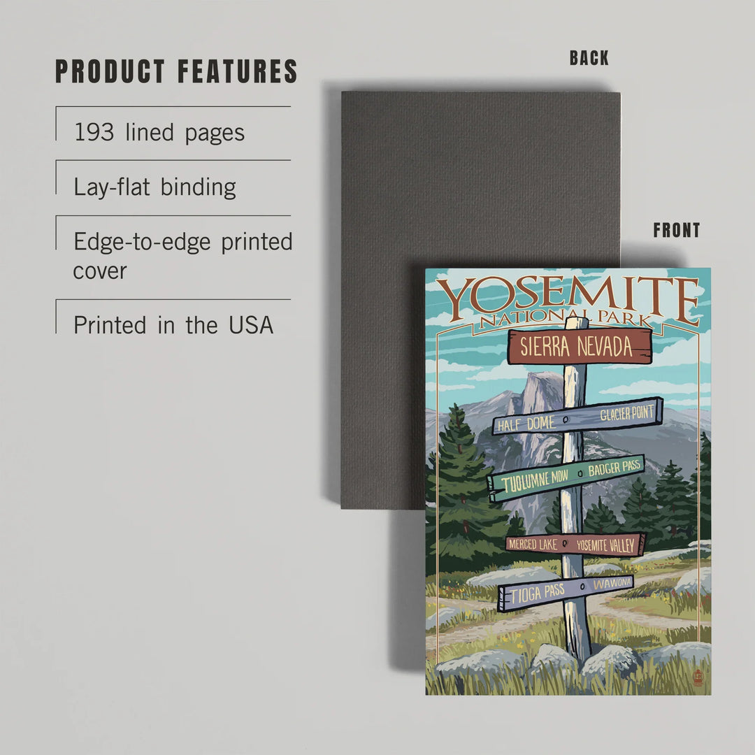 Lined 6x9 Journal, Yosemite National Park, California, Signpost, Lay Flat, 193 Pages, FSC paper