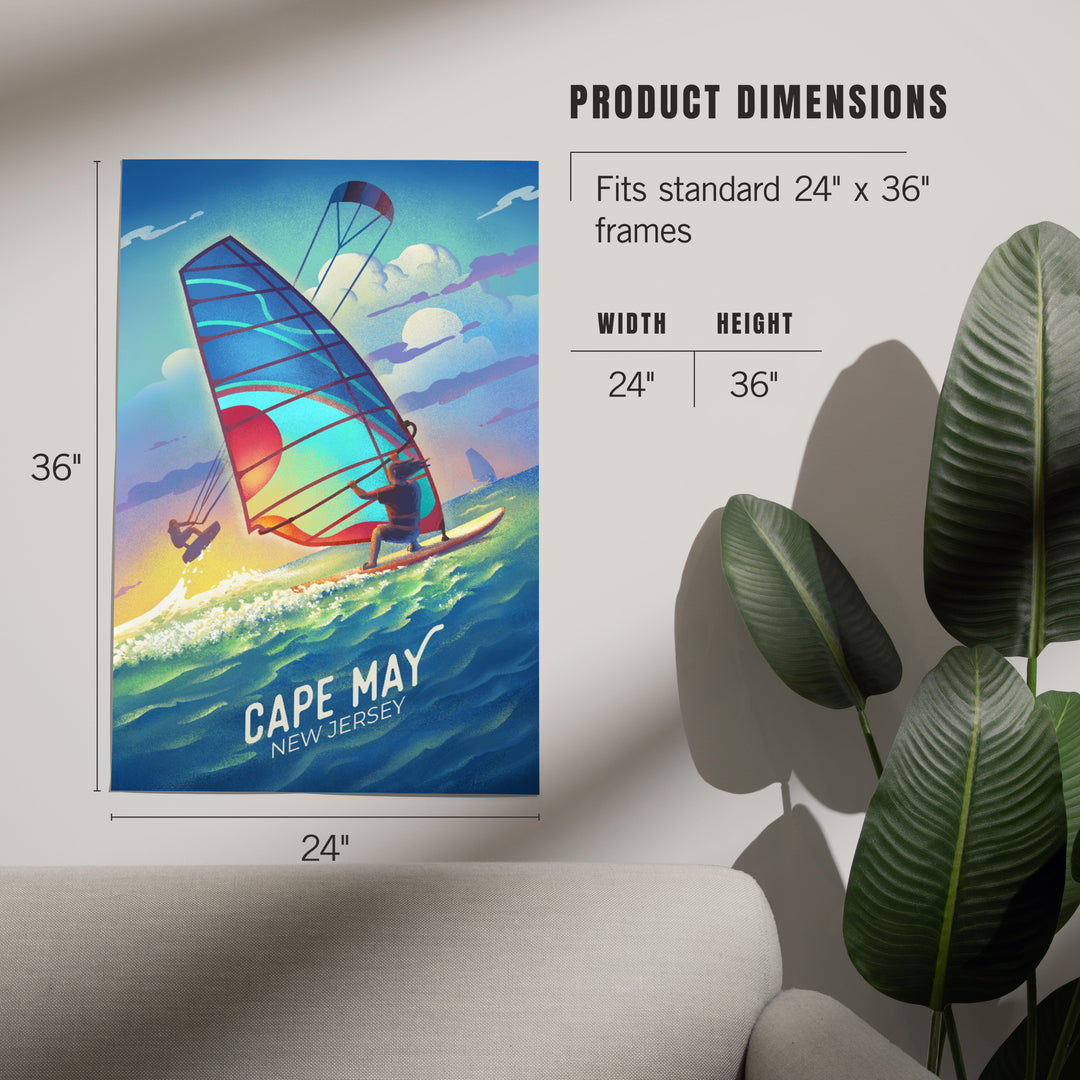 Cape May, New Jersey, Lithograph, Wind Rider, Windsurfing and Kitesurfing, Art & Giclee Prints