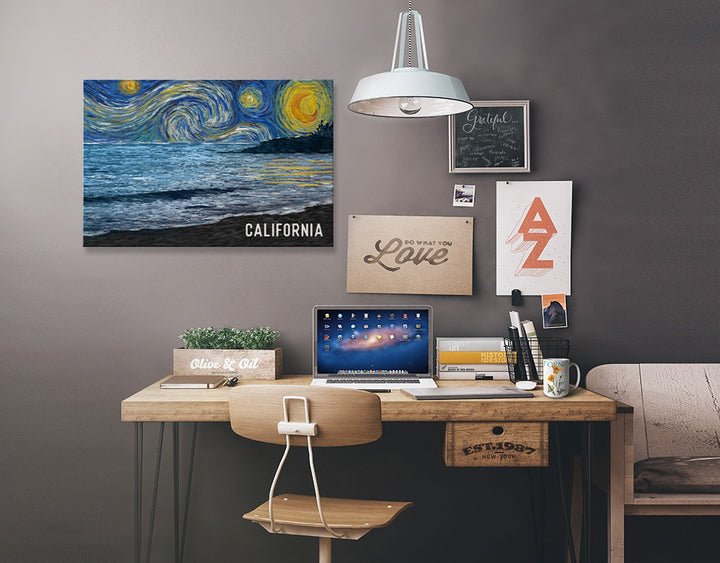 California, Starry Night, Ocean, Stretched Canvas