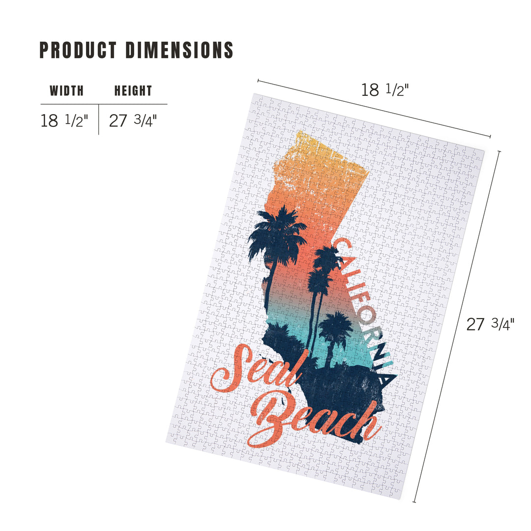 Seal Beach, California, State Abstract, Palm Scene, 1000 Piece Jigsaw Puzzle