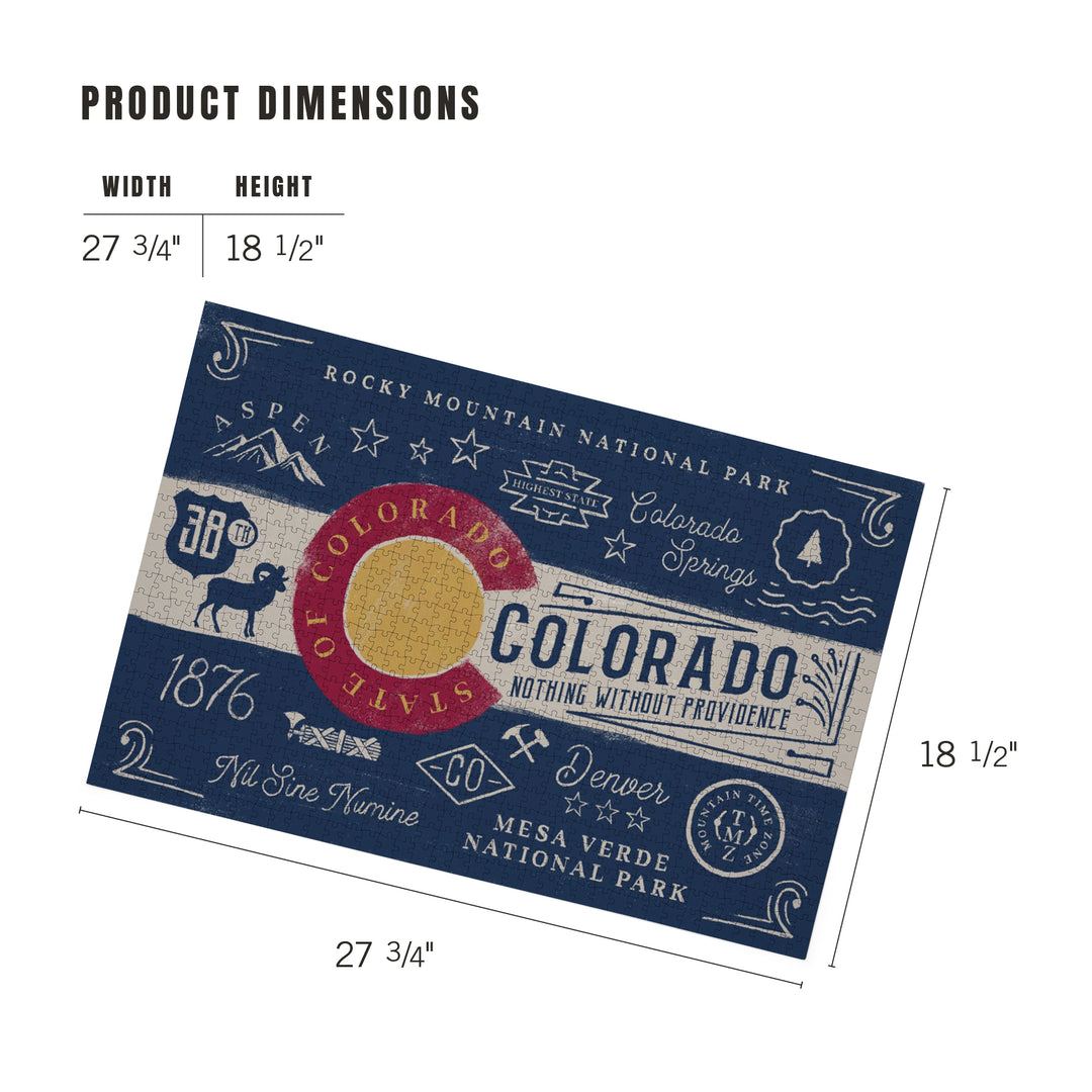 Colorado, Illustrated State Flag, State Series, 1000 Piece Jigsaw Puzzle