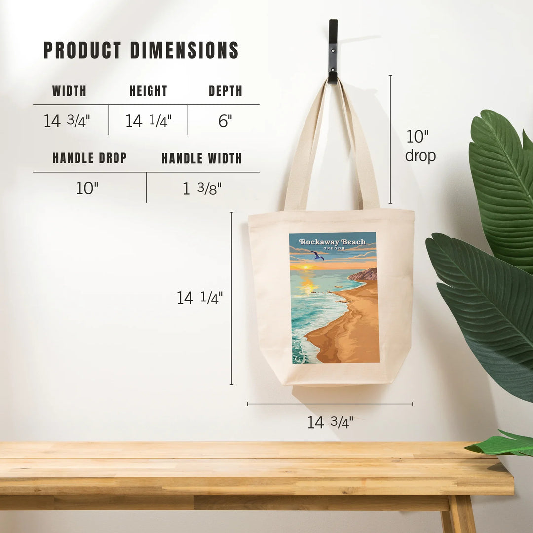 Rockaway Beach, Oregon, Painterly, Beach View, Tote Bag