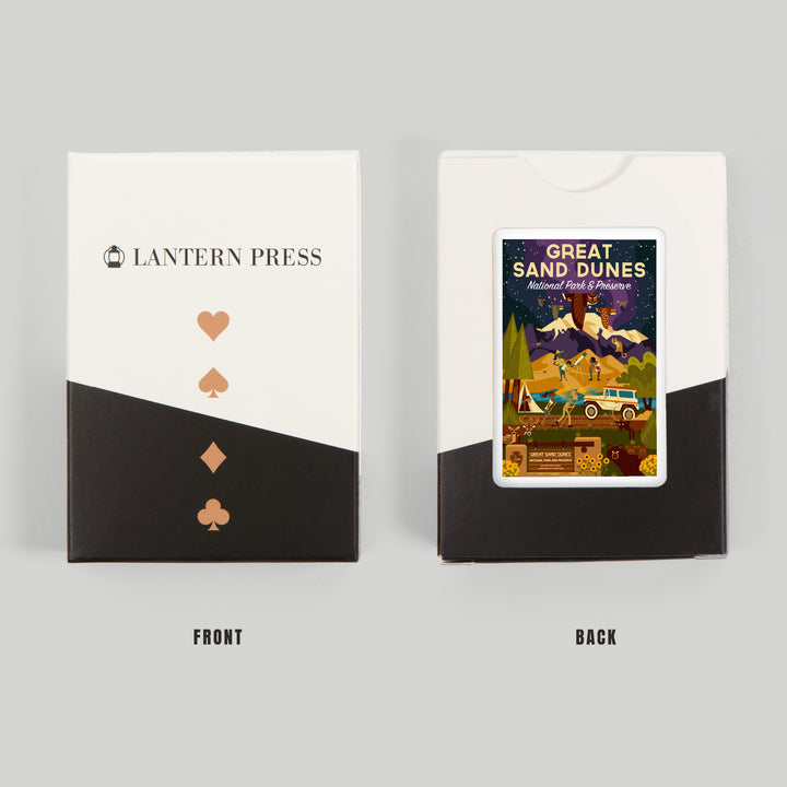 Playing Cards, Great Sand Dunes National Park and Preserve, Colorado, Geometric Night Scene, 52 Card Deck with Jokers in Box, Unique Art