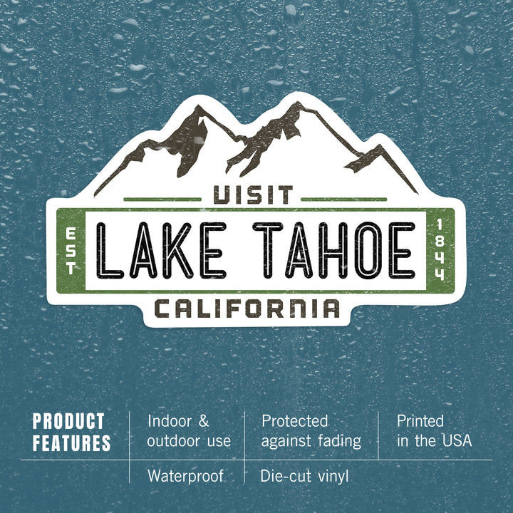 Visit Lake Tahoe, California, Mountain, Contour, Vector, Vinyl Sticker
