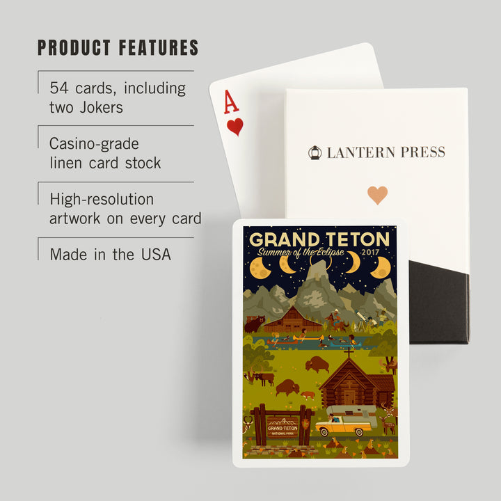 Playing Cards, Grand Teton National Park, Wyoming, Summer of the Eclipse, Geometric, 52 Card Deck with Jokers in Box, Unique Art