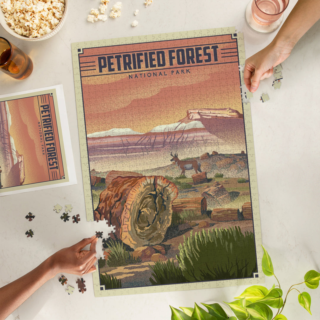 Petrified Forest National Park, Arizona, Lithograph National Park Series, Jigsaw Puzzle