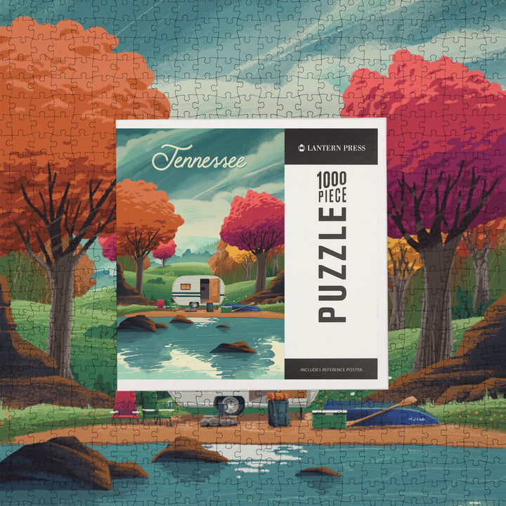 Tennessee, Outdoor Activity, At Home Anywhere, Camper in Fall Colors, 1000 Piece Jigsaw Puzzle