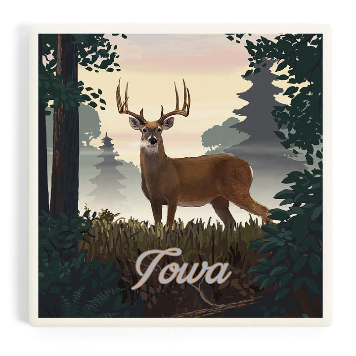 Iowa, Painterly, Deer and Sunrise, Coasters