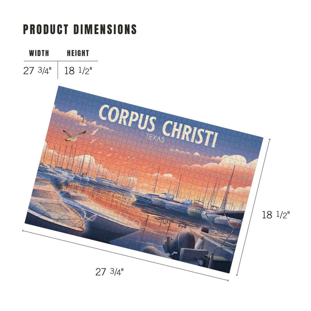 Corpus Christi, Texas, Lithograph, Home Sweet Harbor, Boats in Marina, Jigsaw Puzzle